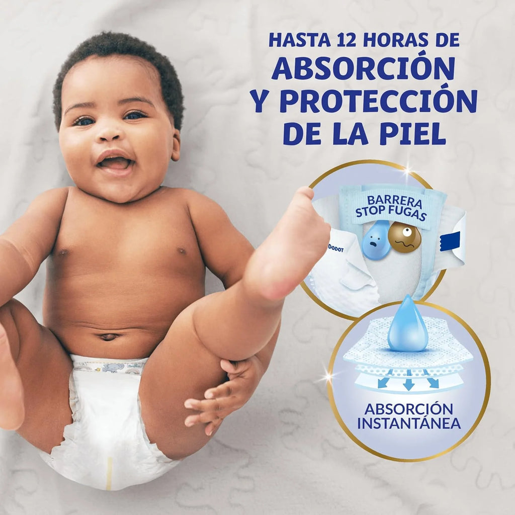 Dodot Pañales Bebé Sensitive, Talla 2 (4-8 kg), 240 Pañales + Regalo de 40 Toallitas Aqua Pure 99% Agua, Hasta 12 h De Protección Antifugas y Cuidado de la Piel, Pack Mensual