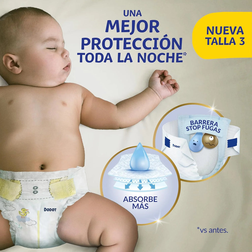 Dodot Pañales Bebé Sensitive, Talla 3 (6-10 kg), 224 Pañales + 1 Pack de 40 Toallitas Regalo de Aqua Plastic Free, Nº1 en Protección de la Piel deDodot, Pack Mensual